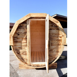 Záhradná drevená sauna v tvare suda 200x200cm 4.
