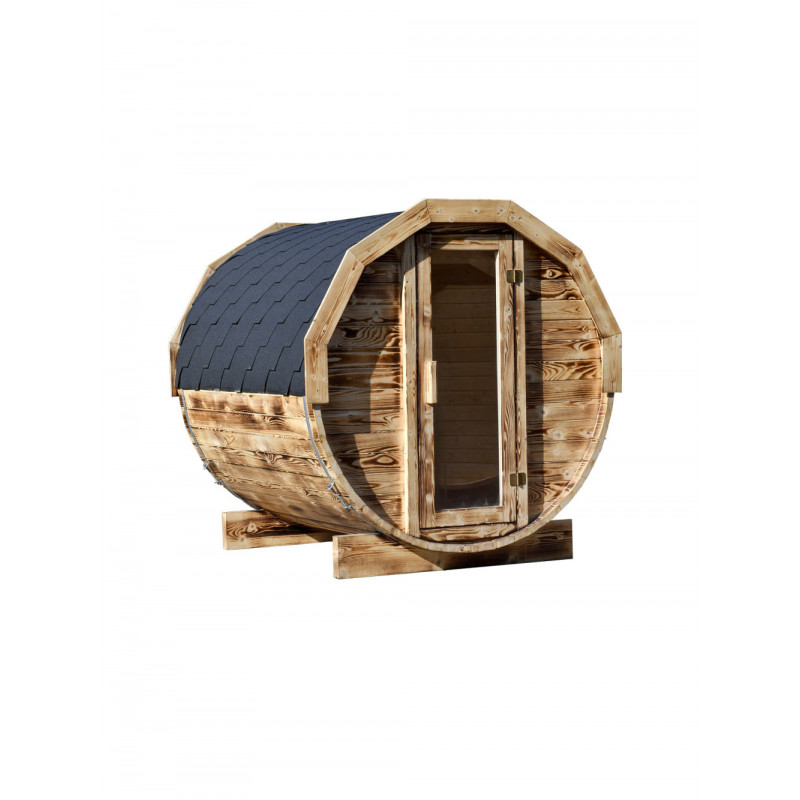 Záhradná drevená sauna v tvare suda 200x200cm